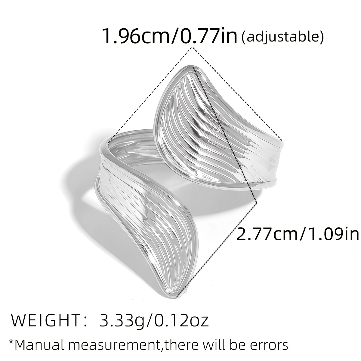 Women's 18K Golden Plated Fine Line Design Adjustable Ring